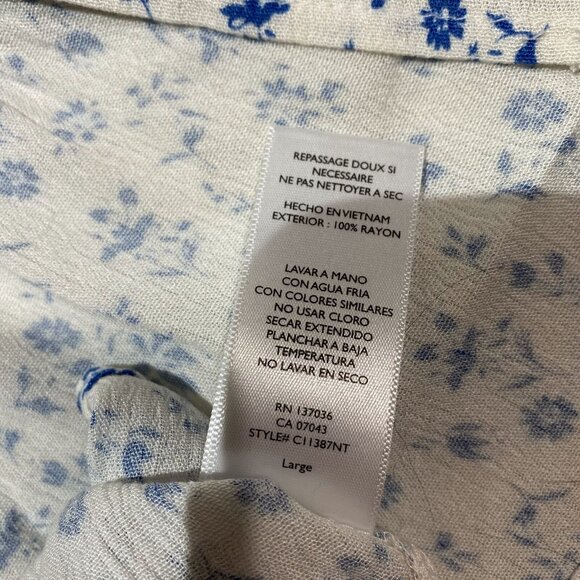 Paper Crane Cami Blouse Womens Large White 100% Rayon Floral Pullover Drop Waist - Picture 10 of 10